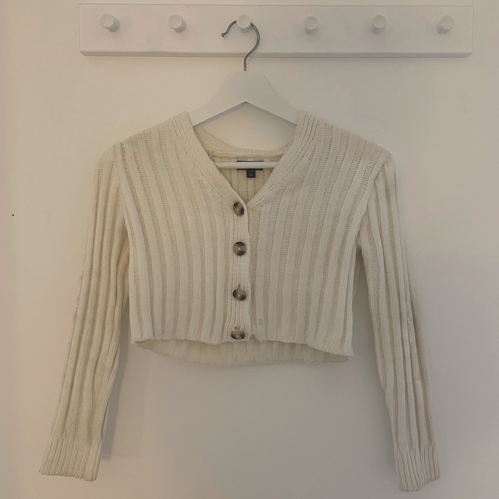 forever 21 beige button up sweater